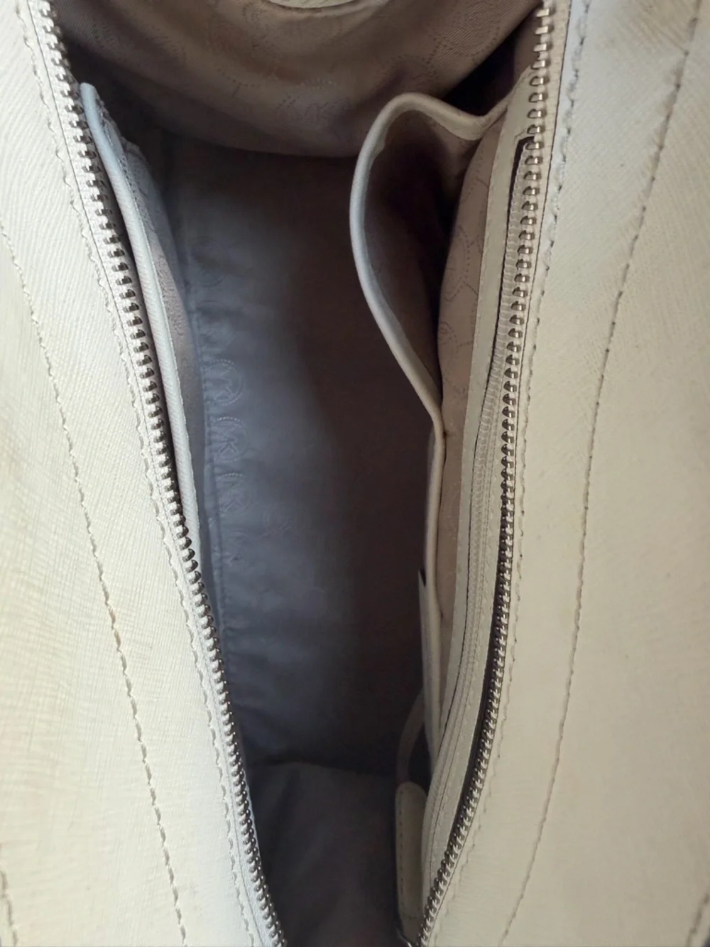 Michael Kors White Studded Saffiano Satchel with Silver Hardware - Picture 4 of 7